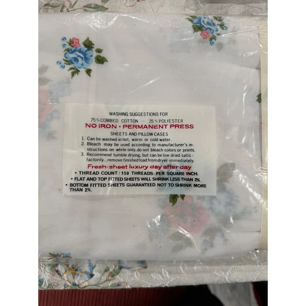 Vintage Petersen Fifth Avenue Double Sheet Set Floral‎ Cotton Blend New 4pc
